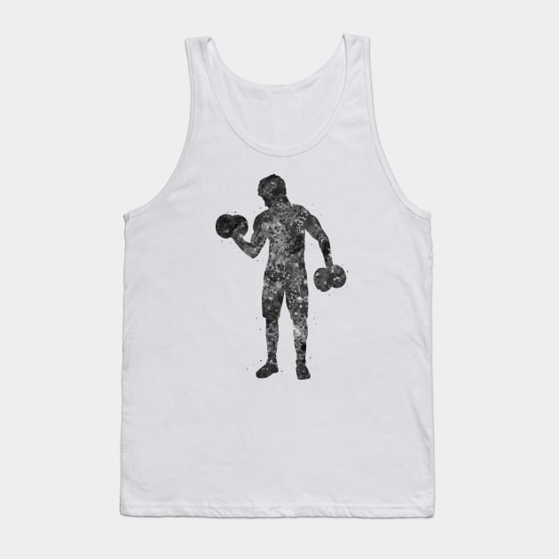 Weightlifter man black and white Tank Top by Yahya Art